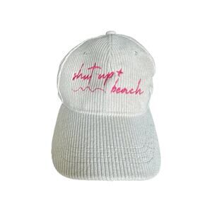Boyce Corduroy Baseball Cap “Shut Up + Beach” Embroidered Pink Script Adjustable